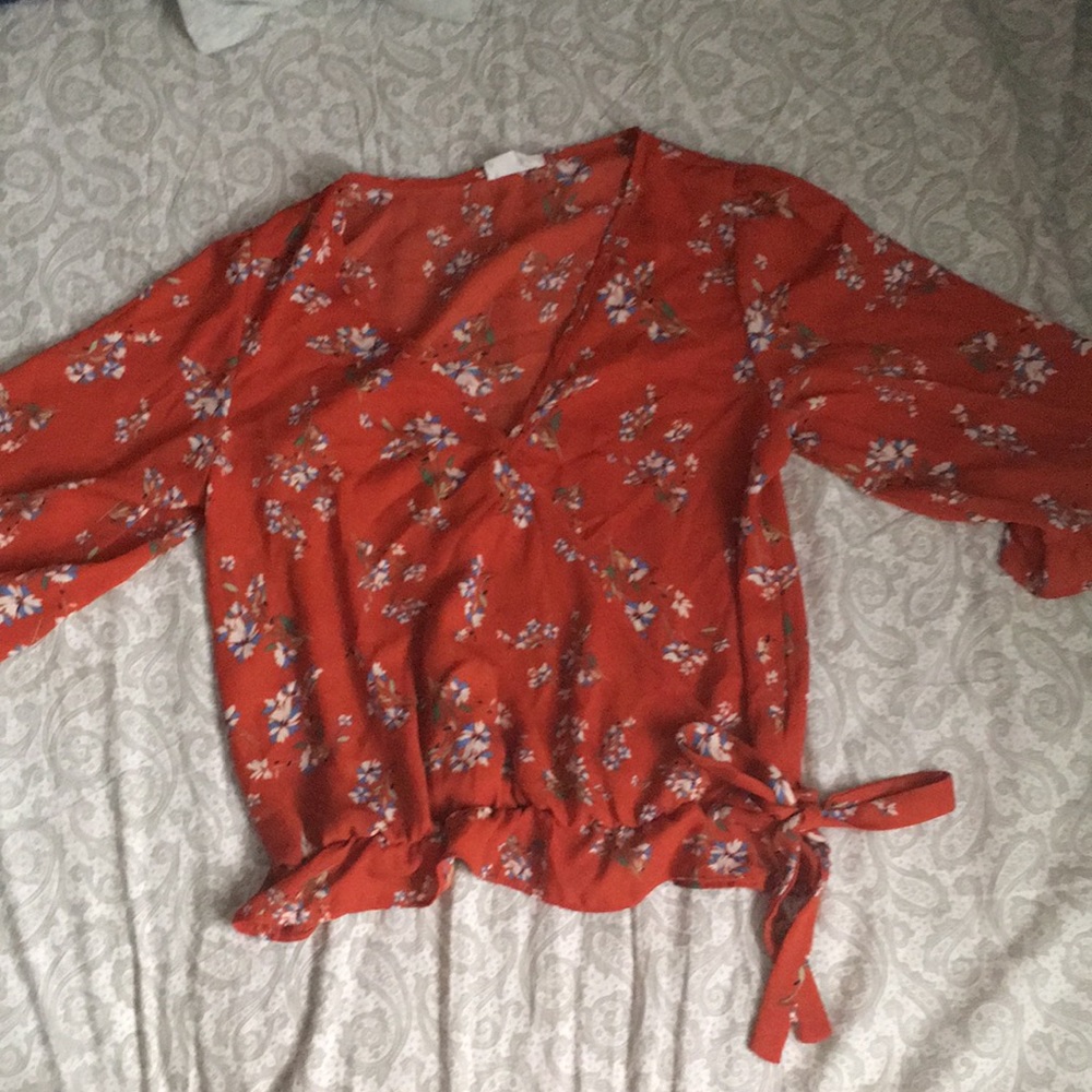 Orange Floral Blouse